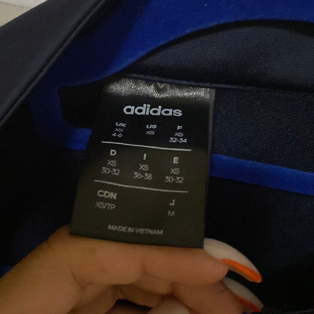 adidas Navy Blue Track Jacket with White Stripes - Picture 3 of 4
